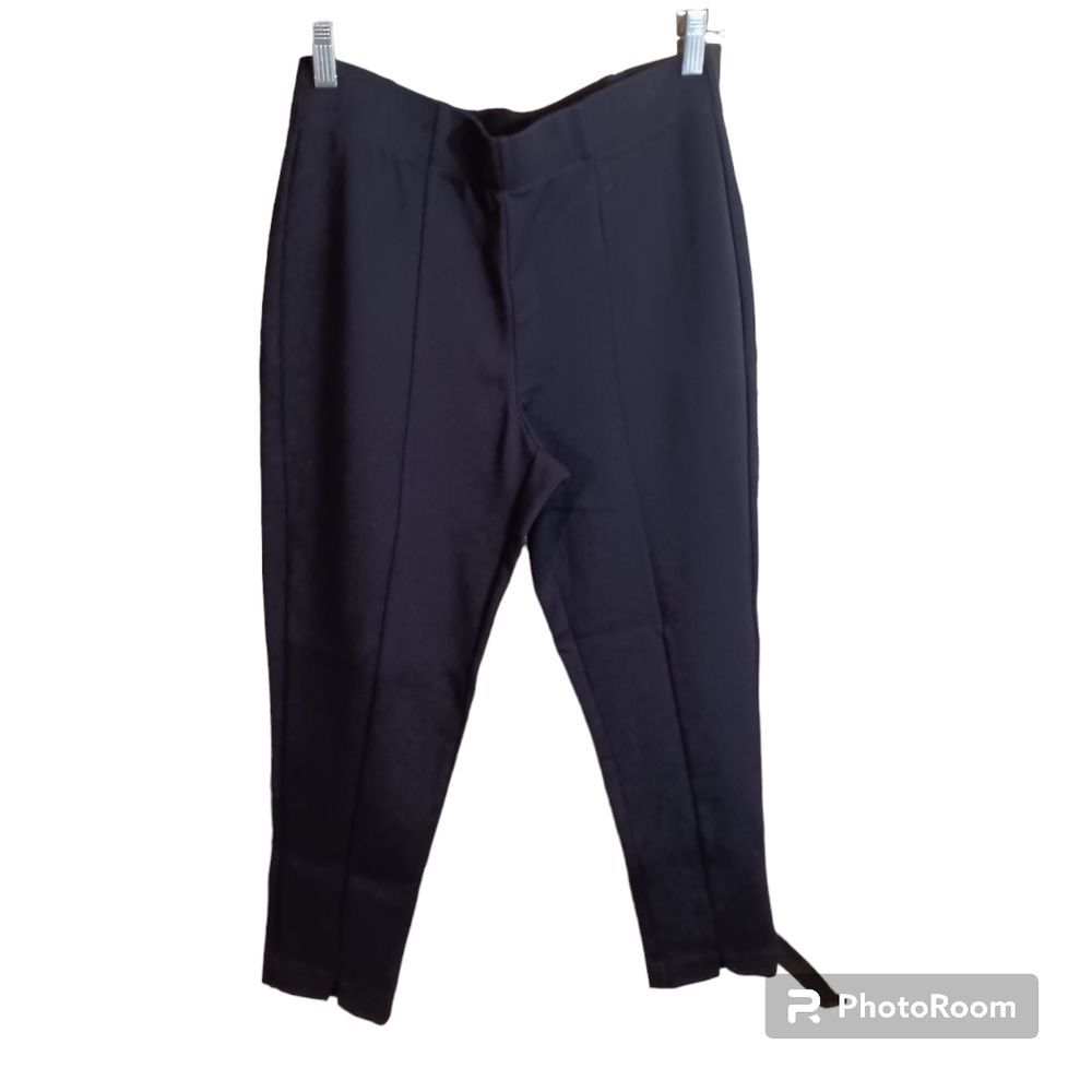 Slimming Options Black Stretch Knit Front Seam Pants Sz M